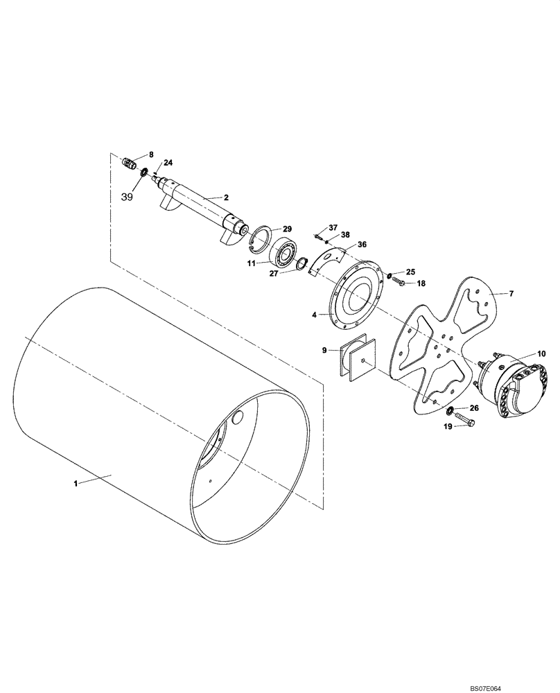 Схема запчастей Case DV201 - (12-1A/1[03]) - VIBRATORY - DRUM (GROUP 1 A/1) (09) - CHASSIS/ATTACHMENTS