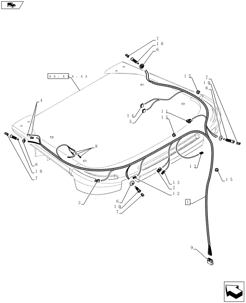 Схема запчастей Case 821F - (55.100.21) - HARNESS, CAB ROOF (55) - ELECTRICAL SYSTEMS