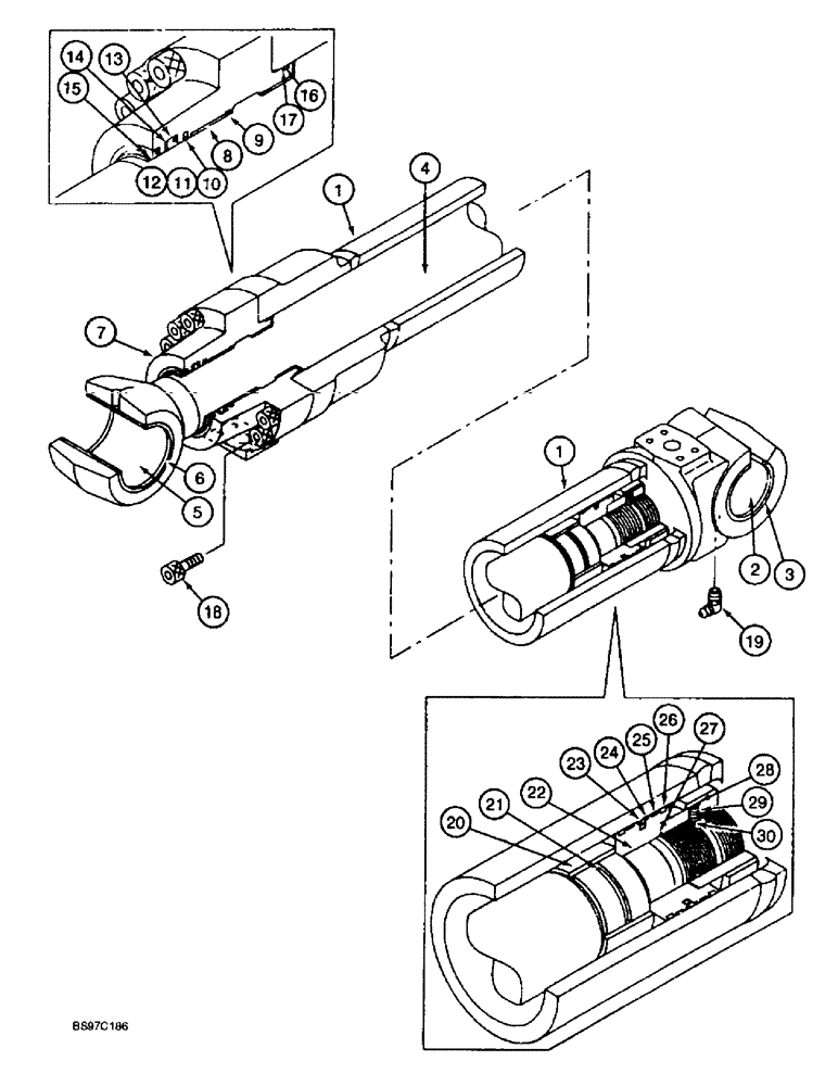 Схема запчастей Case 9030B - (8-168) - BOOM CYLINDERS, MODELS WITH LOAD HOLD OPTION (08) - HYDRAULICS