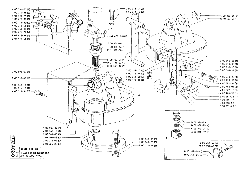 Схема запчастей Case 75C - (HT02 A02.0) - SWIVEL JOINT PIVOT (07) - HYDRAULIC SYSTEM