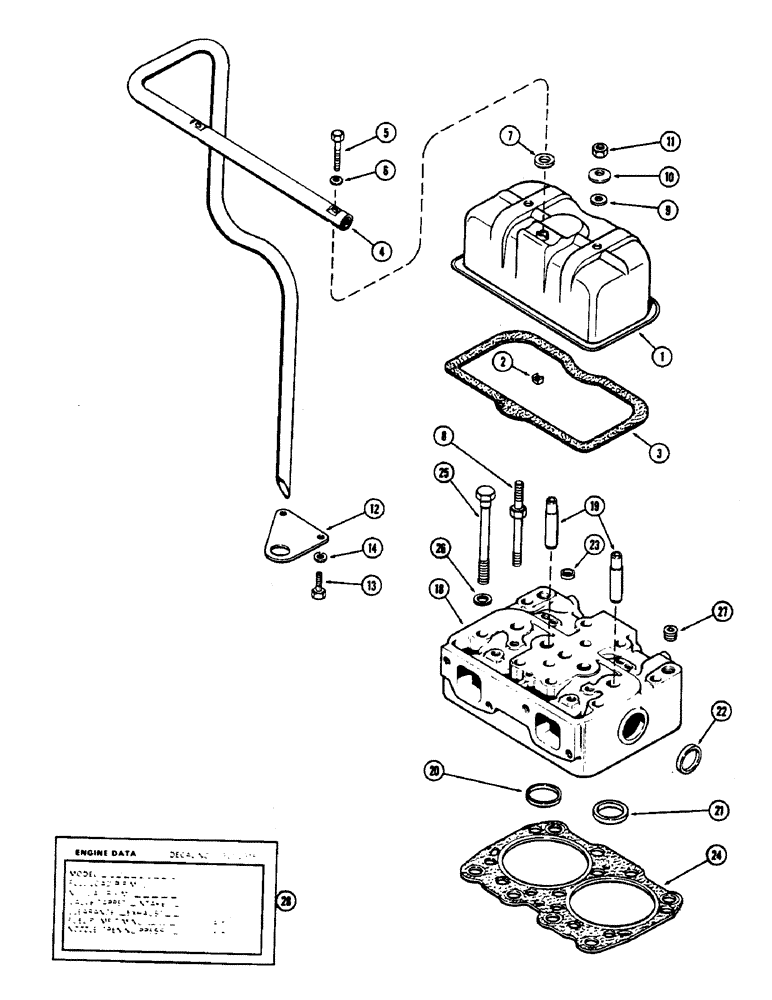 Схема запчастей Case 880B - (012) - CYLINDER HEAD AND COVER, 336BDT DIESEL ENGINE (01) - ENGINE