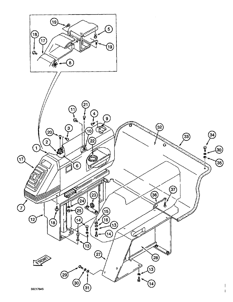 Схема запчастей Case 9010 - (9-22) - RIGHT-HAND CONTROL CONSOLE, REAR AND SIDE COVERS (09) - CHASSIS