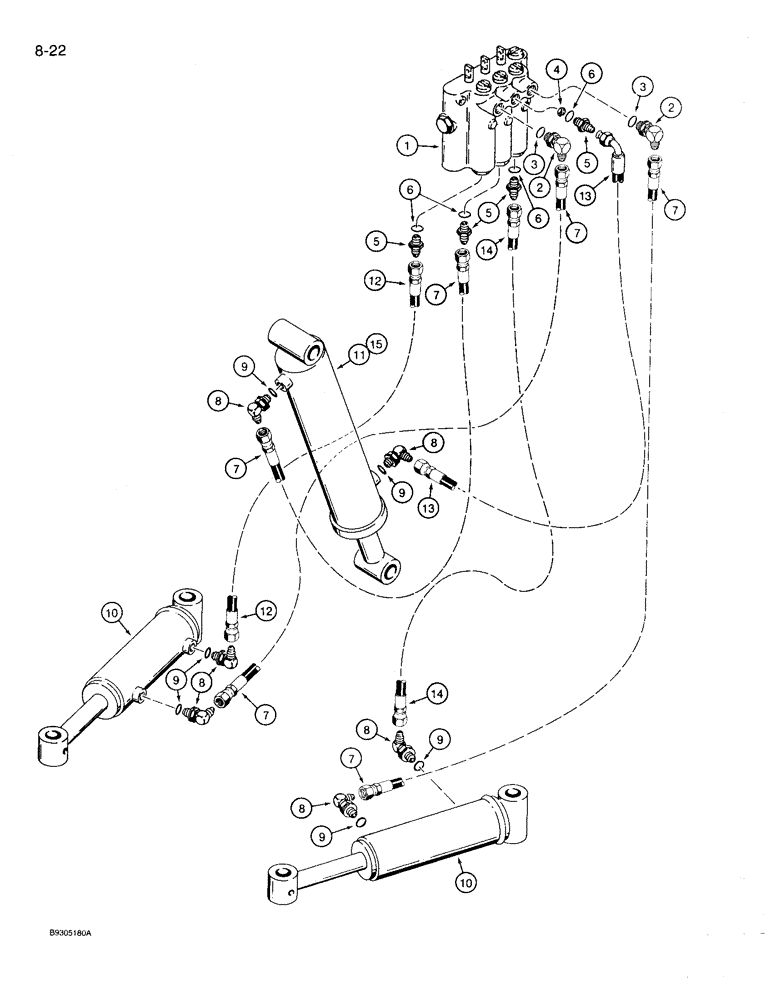 Схема запчастей Case 360 - (8-22) - BACKFILL BLADE ANGLE AND LIFT HYDRAULIC CIRCUIT (08) - HYDRAULICS