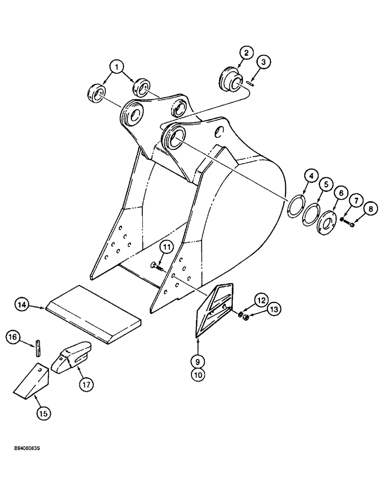 Схема запчастей Case 9030B - (9-112) - CENTRAL FABRICATORS BUCKETS, SEVERE DUTY (09) - CHASSIS