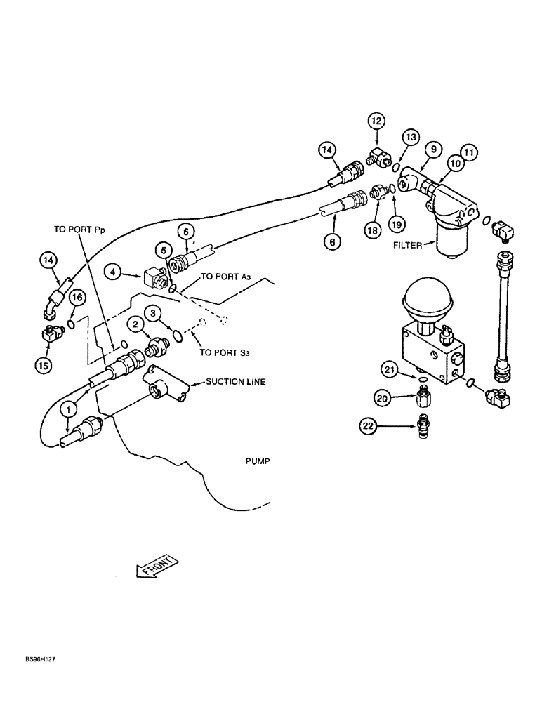 Схема запчастей Case 9060B - (8-034) - PUMP PILOT SUPPLY LINES (08) - HYDRAULICS