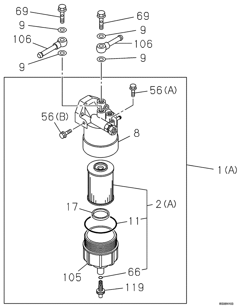 Схема запчастей Case CX240B - (03-07) - FUEL FILTER (03) - FUEL SYSTEM