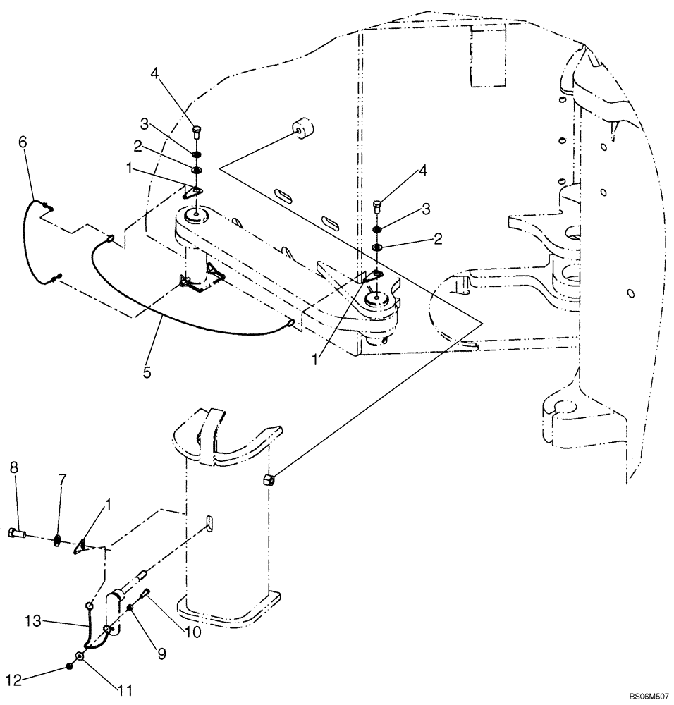 Схема запчастей Case 921E - (09-92) - PIN TETHER MOUNTING (09) - CHASSIS