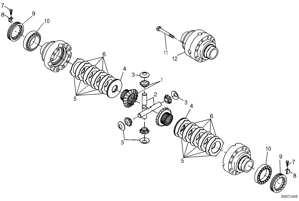 Схема запчастей Case 221E - (16.601[2988309000]) - FRONT AXLE DIFFERENTIAL STANDARD (25) - FRONT AXLE SYSTEM