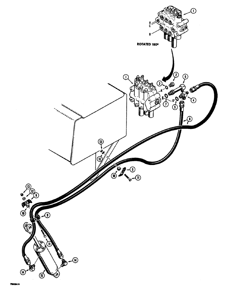 Схема запчастей Case 350B - (176) - THREE POINT HITCH HYDRAULIC CIRCUIT, WITHOUT DIVERSION VALVE (07) - HYDRAULIC SYSTEM