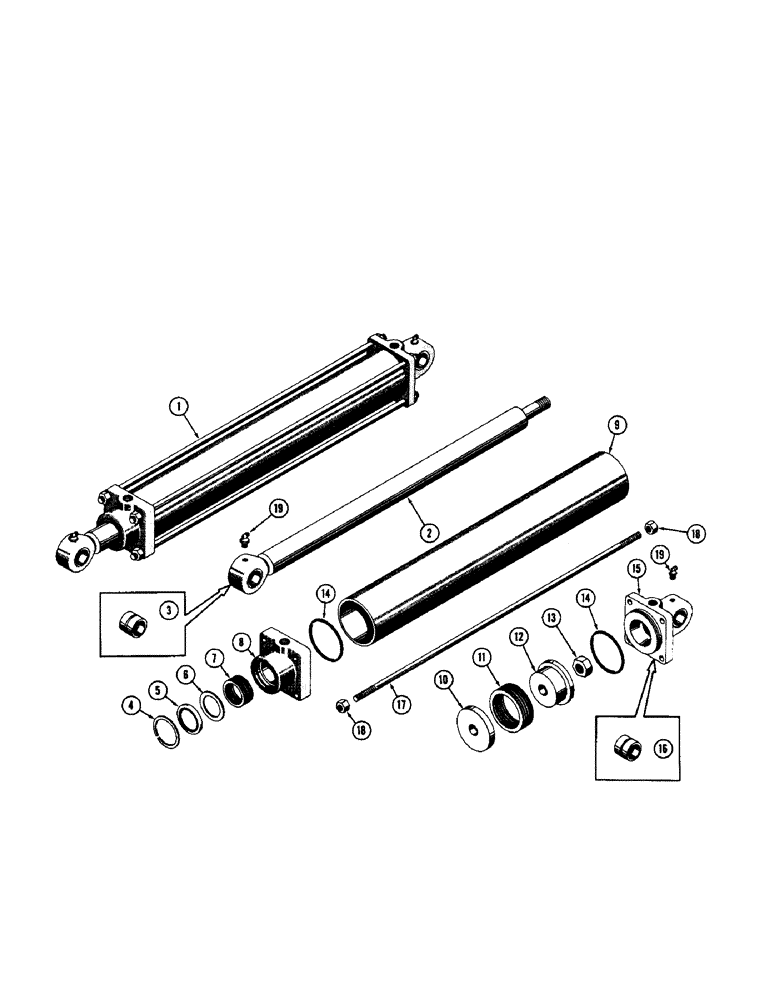 Схема запчастей Case 600 - (266[1]) - CYLINDER ASSY. - DOZER HYDRAULIC LIFT TUBE, PISTON ROD, PACKINGS, SEALS, END CAPS (07) - HYDRAULIC SYSTEM