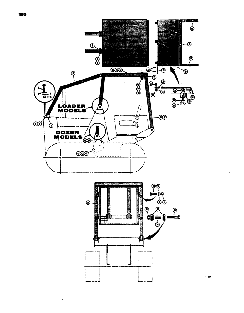 Схема запчастей Case 450 - (180) - ROLL OVER PROTECTION STRUCTURE (05) - UPPERSTRUCTURE CHASSIS