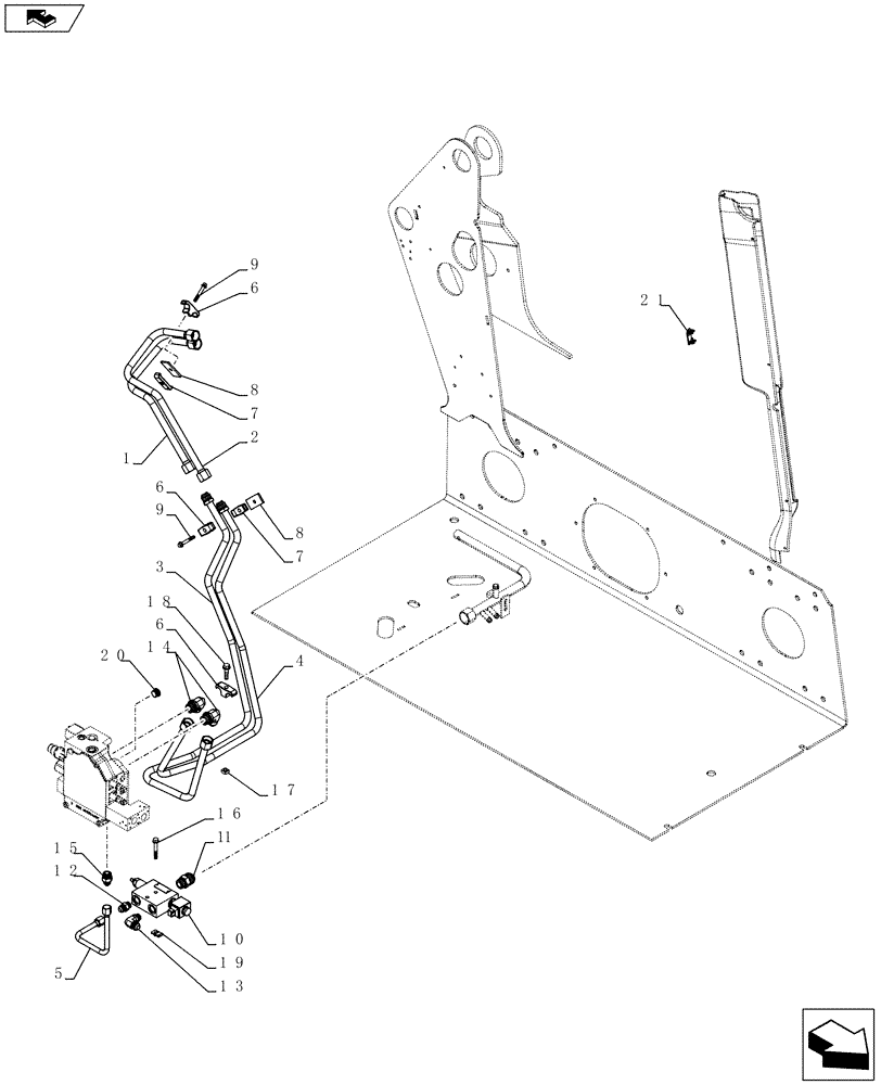 Схема запчастей Case SV185 - (35.734.AH[03]) - AUX HYD, HIGH FLOW, CHASSIS PLUMBING (SV185) (35) - HYDRAULIC SYSTEMS