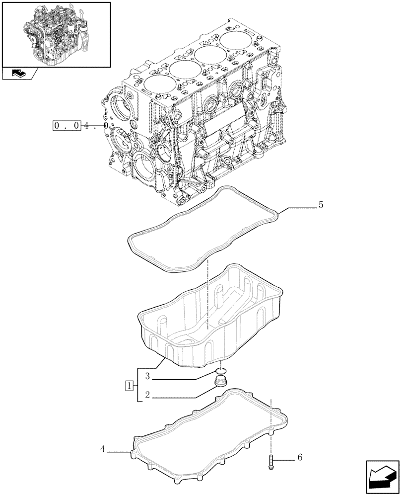 Схема запчастей Case 121E - (0.04.2) - OIL SUMP & RELATED PARTS (01) - ENGINE