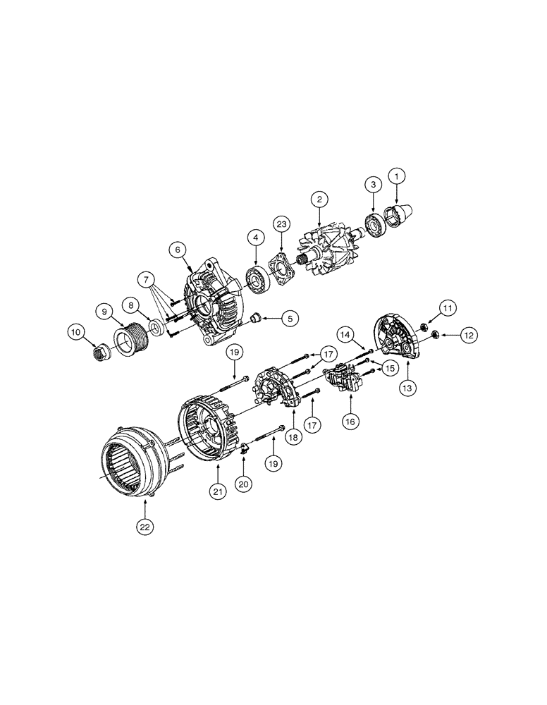 Схема запчастей Case 845 - (04-06[01]) - ALTERNADOR 50A - COMPONENTS (04) - ELECTRICAL SYSTEMS