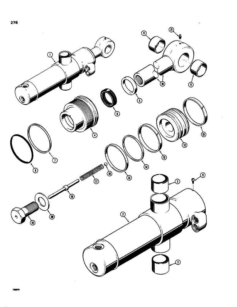 Схема запчастей Case 35 - (276) - G32096 BACKHOE SWING CYLINDER, WITH FEMALE TRUNNION BUSHINGS & ONE PIECE PISTON 