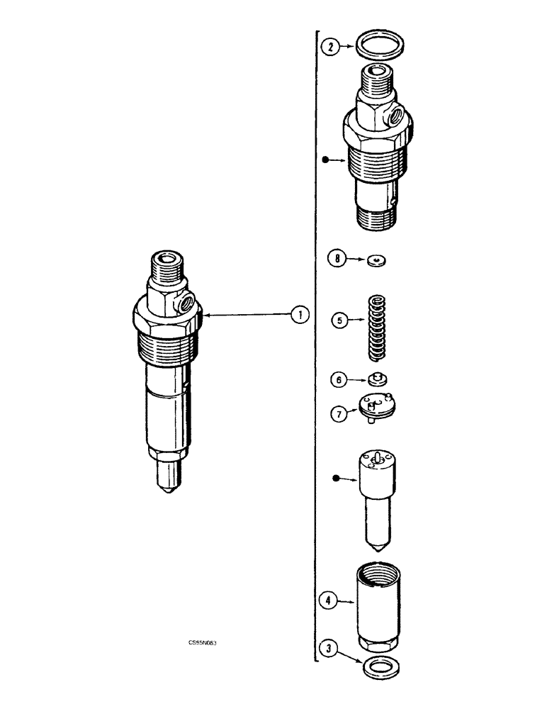 Схема запчастей Case 688BCK - (3-30) - INJECTOR, 688B CK (120301-), VERSION: BOSCH (02) - FUEL SYSTEM