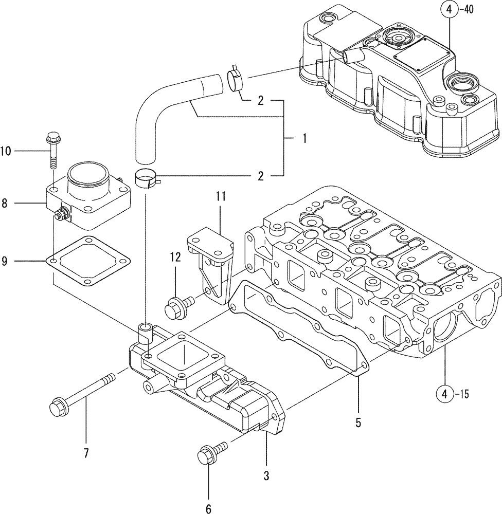 Схема запчастей Case CX27B - (08-005) - SUCTION MANIFOLD (10) - ENGINE