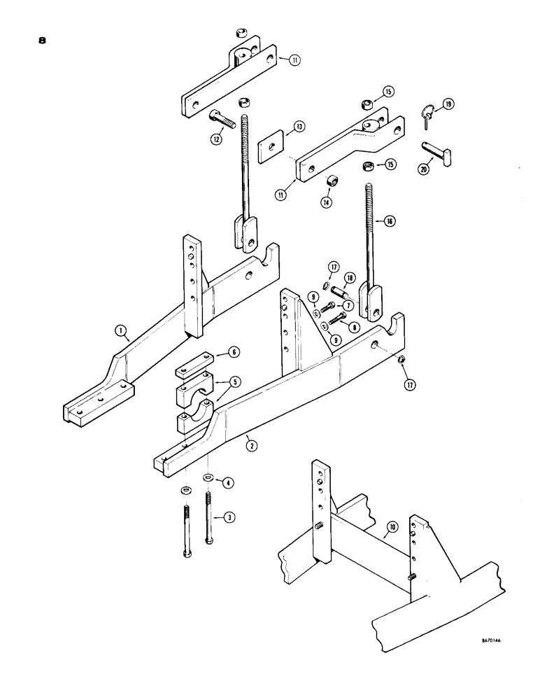 Схема запчастей Case 33 - (008) - BACKHOE MOUNTING PARTS 