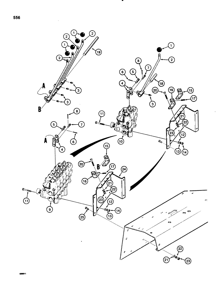 Схема запчастей Case 580SE - (556) - THREE-POINT HITCH CONTROLS (09) - CHASSIS/ATTACHMENTS