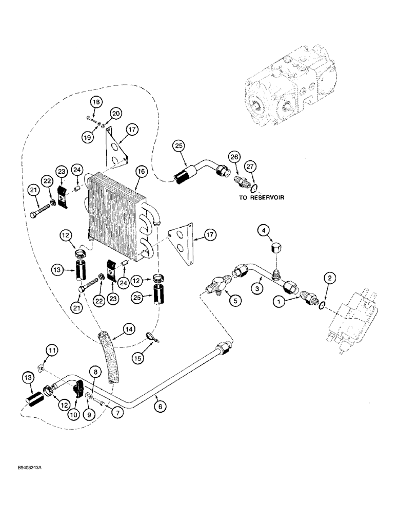 Схема запчастей Case 1825 - (8-14) - HYDRAULIC OIL COOLER AND LINES, EUROPEAN DIESEL MODELS ONLY WITH P.I.N. JAF0140357 AND AFTER (08) - HYDRAULICS