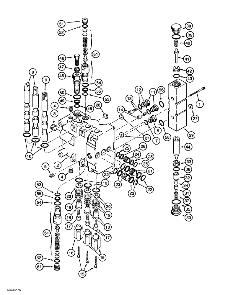 Схема запчастей Case 1838 - (8-46) - BACKHOE CONTROL VALVE - DUKES, INLET SECTION, D100 OR D100XR BACKHOE (08) - HYDRAULICS