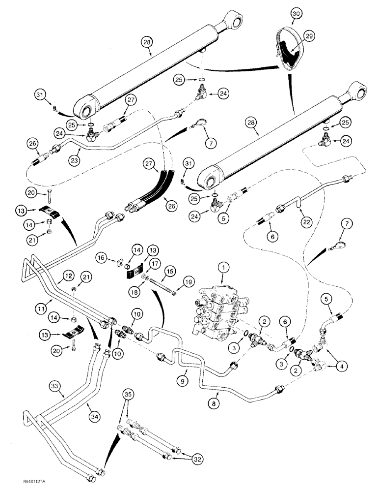 Схема запчастей Case 580SK - (8-017A) - LOADER LIFT CYLINDER HYDRAULIC CIRCUIT, P.I.N. JJG0169931 AND AFTER (08) - HYDRAULICS