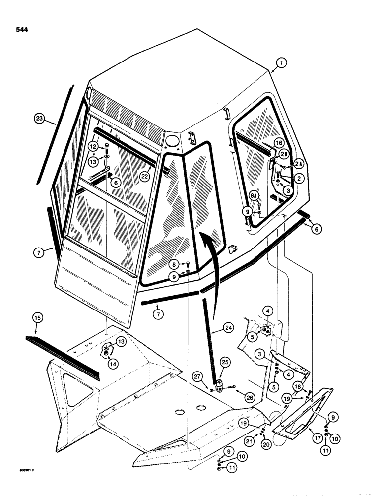 Схема запчастей Case 580D - (544) - ROPS CAB AND MOUNTING PARTS (09) - CHASSIS/ATTACHMENTS