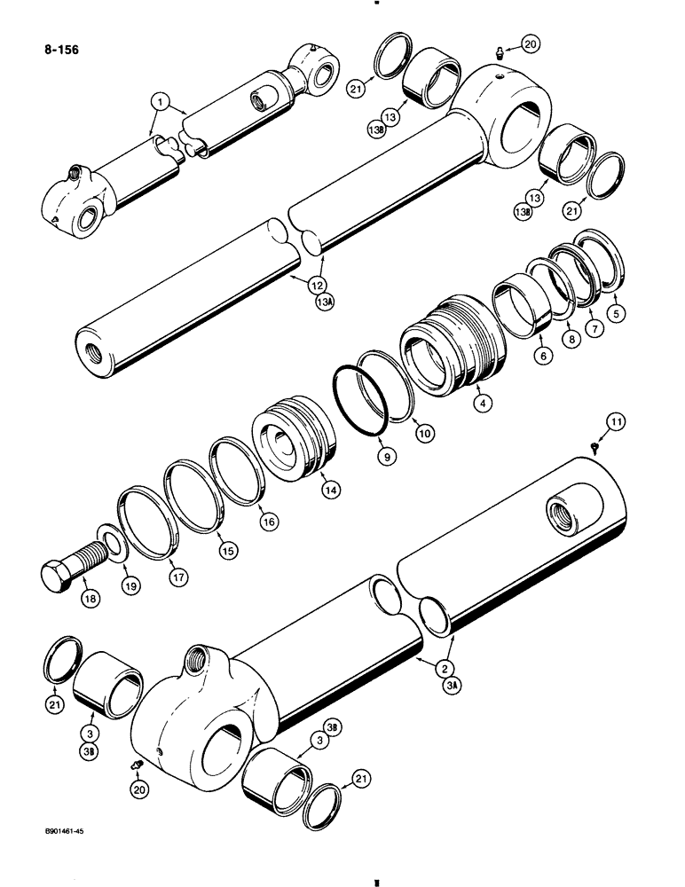 Схема запчастей Case 580K - (8-156) - BACKHOE BUCKET CYLINDER (08) - HYDRAULICS