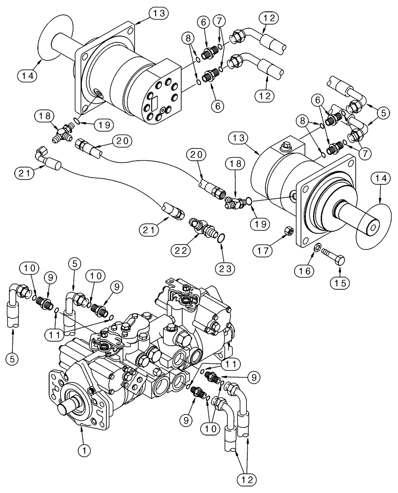 Схема запчастей Case 75XT - (06-05) - HYDROSTATICS - PUMP AND DRIVE MOTORS (06) - POWER TRAIN