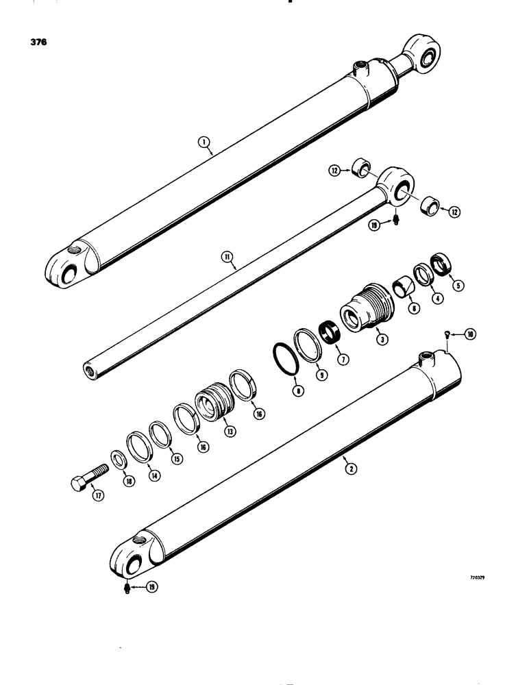 Схема запчастей Case 580C - (376) - G101184 LOADER LIFT CYLINDER, WITH ONE PIECE PISTON (08) - HYDRAULICS