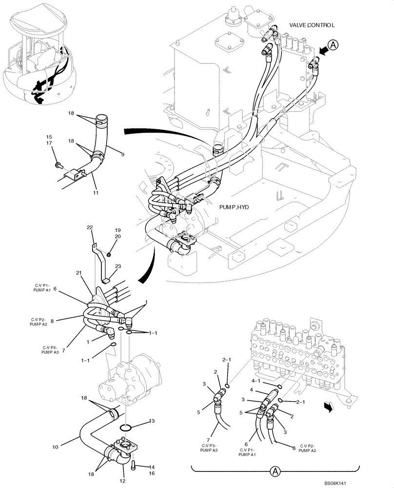 Схема запчастей Case CX50B - (01-026) - HYDRAULIC LINES, PUMP (PY30H00005F1) (05) - SUPERSTRUCTURE