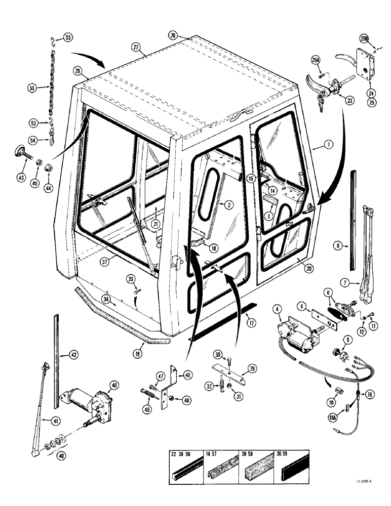 Схема запчастей Case 780 - (570) - D53944 OPERATORS CAB (SIMS 1000-0240), DOOR, WINDOWS AND RELATED PARTS (09) - CHASSIS/ATTACHMENTS