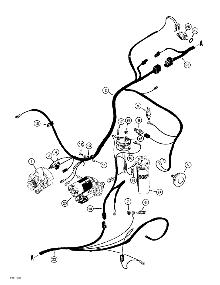 Схема запчастей Case 585E - (4-12) - ELECTRICAL CIRCUIT, ALTERNATOR, ENGINE HARNESS AND CONNECTIONS, *HARNESS HAS SNAP-ON CONNECTOR (04) - ELECTRICAL SYSTEMS