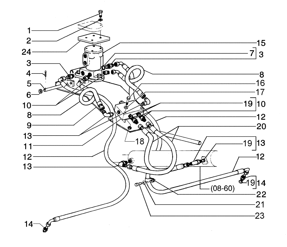 Схема запчастей Case 885B AWD - (08-06[01]) - MOLDBOARD HYDRAULIC SYSTEM (08) - HYDRAULICS