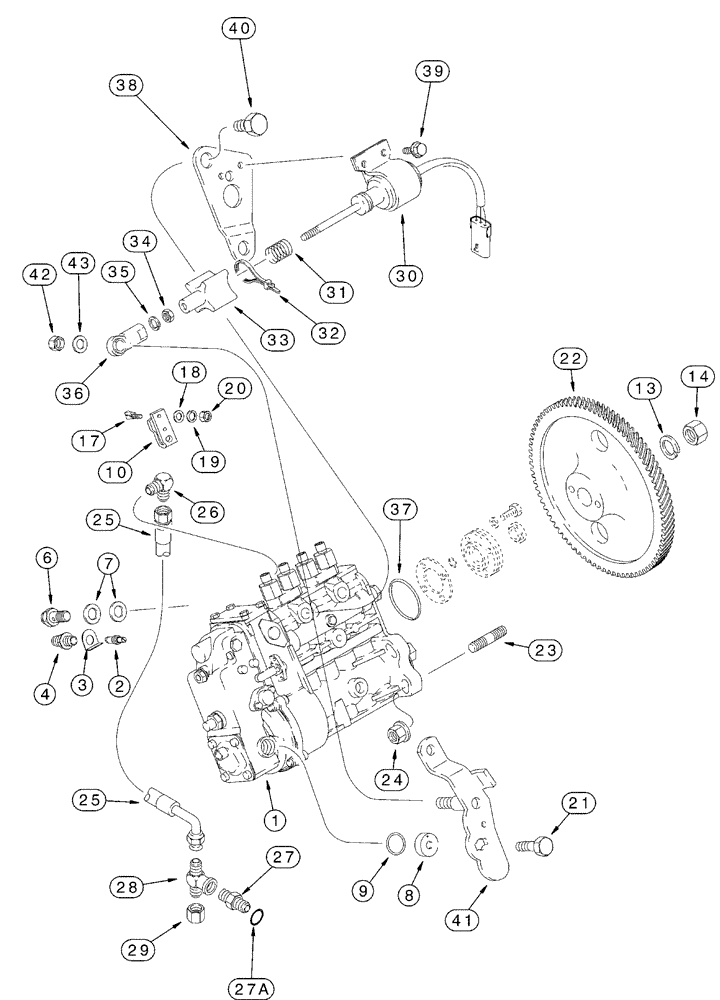 Схема запчастей Case 550H - (3-14) - FUEL INJECTION, PUMP AND DRIVE, 4T-390 EMISSIONS CERTIFIED ENGINE (03) - FUEL SYSTEM