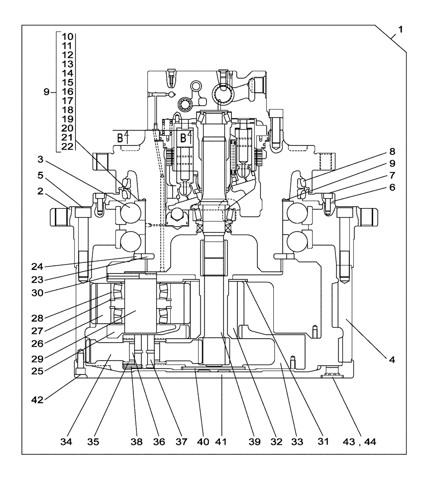 Схема запчастей Case CX470C - (06-010-00[01]) - TRAVEL REDUCTION GEAR (03) - TRANSMISSION