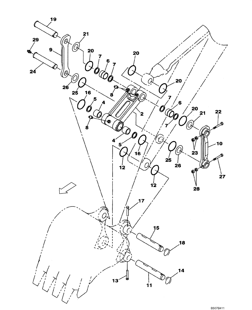 Схема запчастей Case CX210B - (09-54) - BUCKET LINKAGE - HEAVY DUTY (09) - CHASSIS/ATTACHMENTS