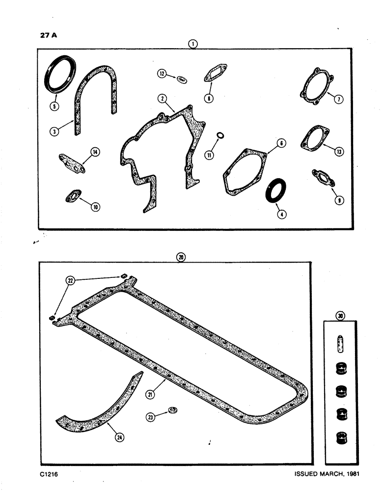 Схема запчастей Case W24B - (027A) - ENGINE GASKET KITS, 504BD DIESEL ENGINE, CYLINDER BLOCK KIT (02) - ENGINE