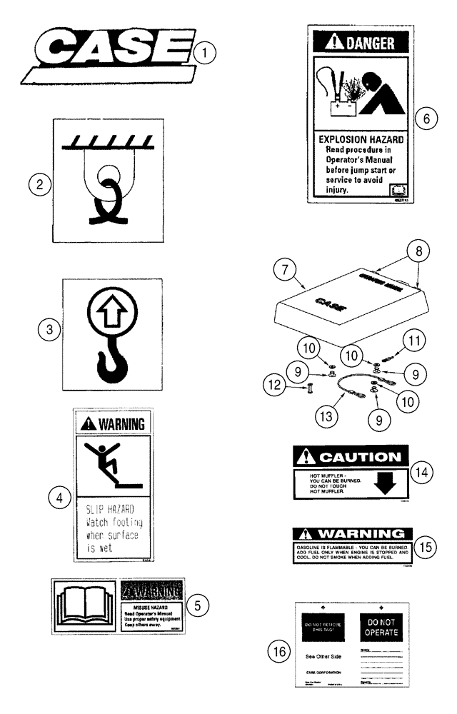 Схема запчастей Case BPGHP335 - (09-42) - SKID, 13 HORSEPOWER ENGINE DECALS 