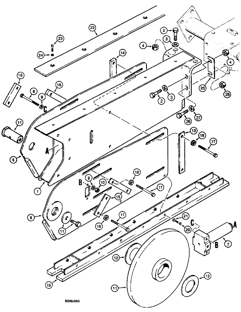 Схема запчастей Case 660 - (9-064) - TRENCHER BOOMS AND MOUNTING, ROCK BOOM, 5 FOOT, 110,000 POUND CHAINLINE (09) - CHASSIS/ATTACHMENTS