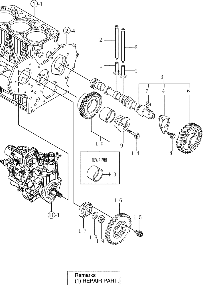 Схема запчастей Case CX36B - (3TNV88-BPYB-14[1]) - CAMSHAFT & DRIVING GEAR (10) - ENGINE