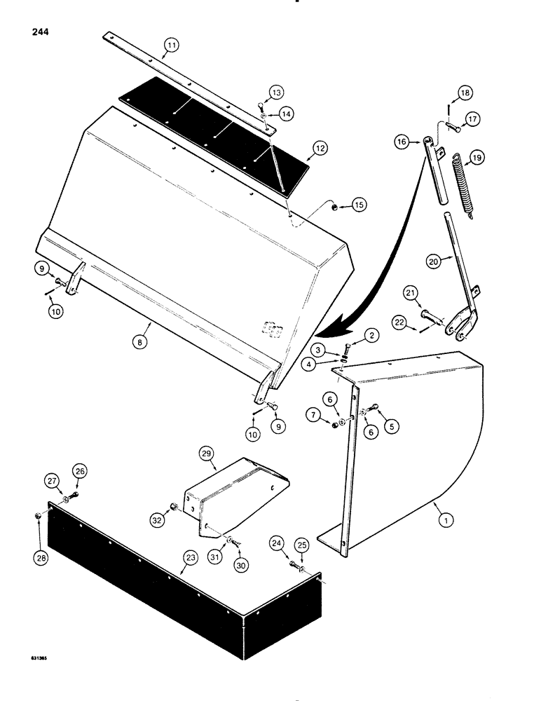 Схема запчастей Case SD100 - (244) - DIRT GUARD AND DEFLECTOR, STANDARD TRENCHER (89) - TOOLS