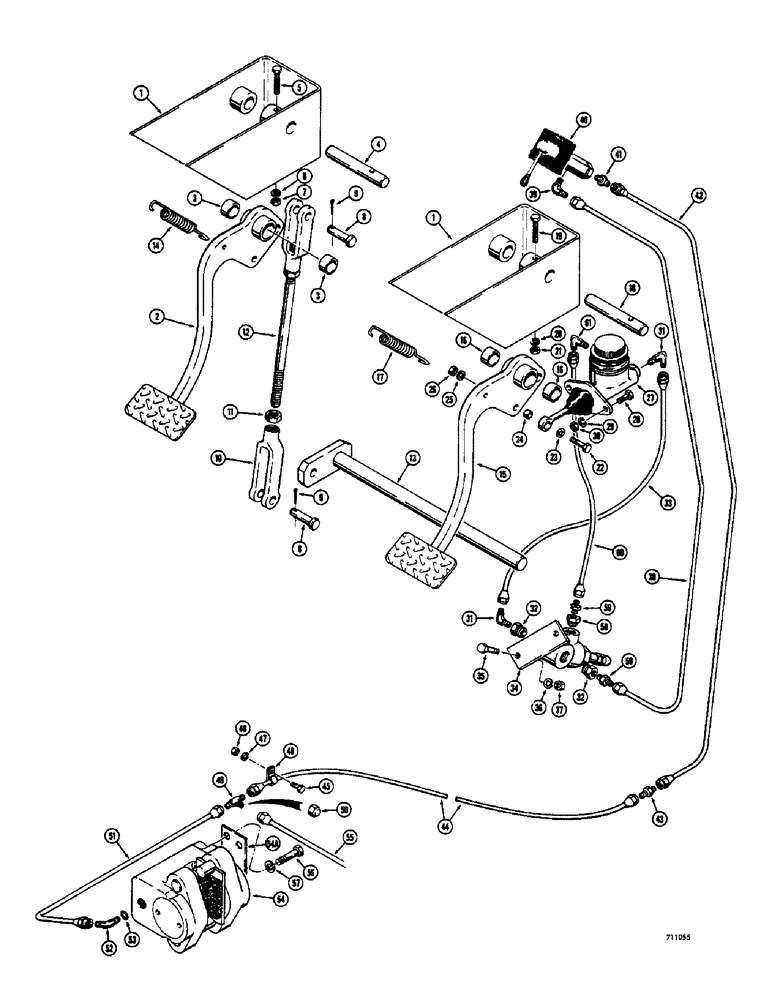 Схема запчастей Case 400C - (126) - SYNCHROMESH TRANSMISSION, HYDRAULIC BRAKES, BRAKE PEDALS AND CLUTCH PEDAL, CLUTCH PEDAL LINKAGE (06) - POWER TRAIN