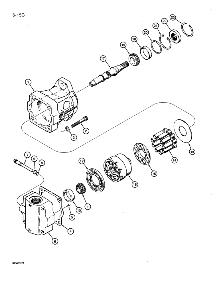 Схема запчастей Case 360 - (6-15C) - GROUND DRIVE MOTOR - H673357, P.I.N. JAF0104134 AND AFTER (06) - POWER TRAIN