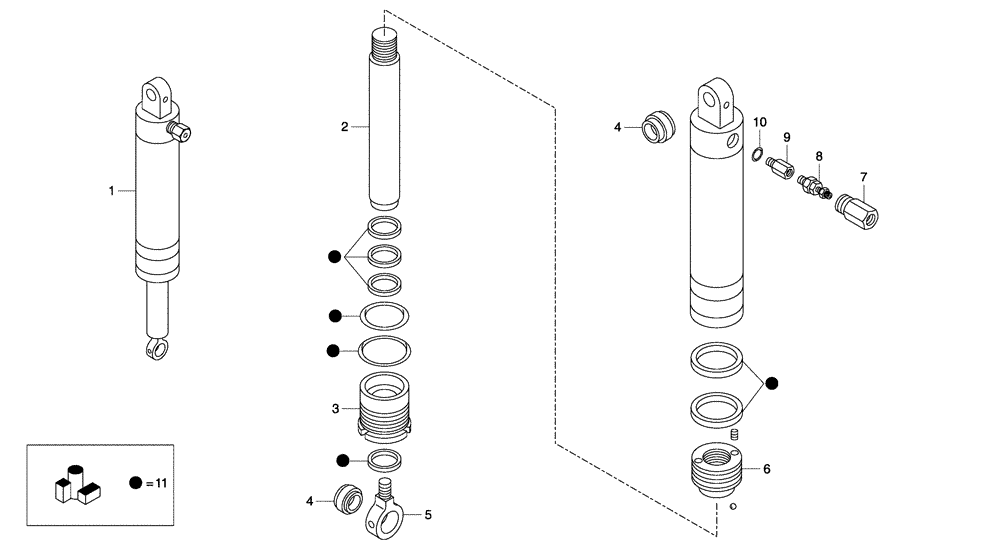 Схема запчастей Case 330 - (38D00000015[01]) - CYLINDER FRONT SUSPENSION (09) - Implement / Hydraulics / Frame / Brakes