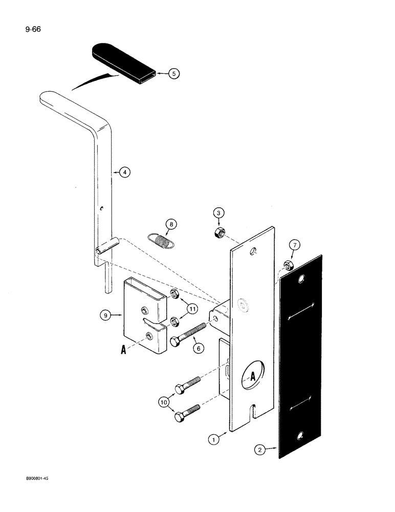 Схема запчастей Case 621 - (9-66) - ROTARY WINDOW LOCK (09) - CHASSIS/ATTACHMENTS