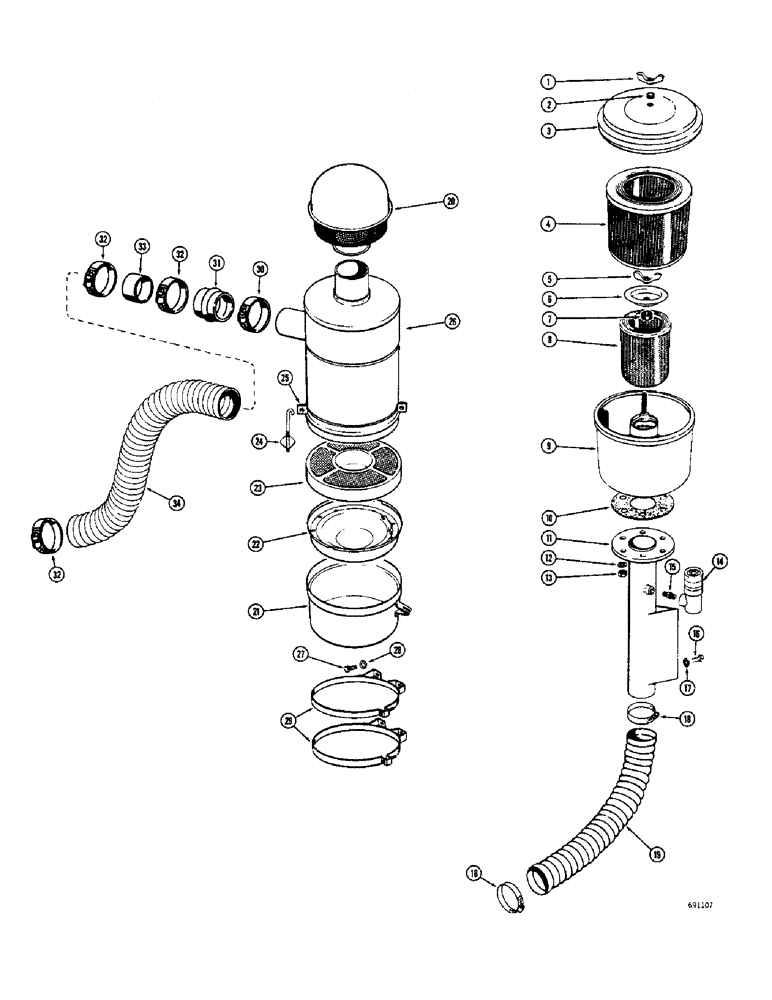 Схема запчастей Case W8B - (015A) - DRY TYPE AIR CLEANER, DIESEL ENGINE, OIL BATH AIR CLEANER (01) - ENGINE