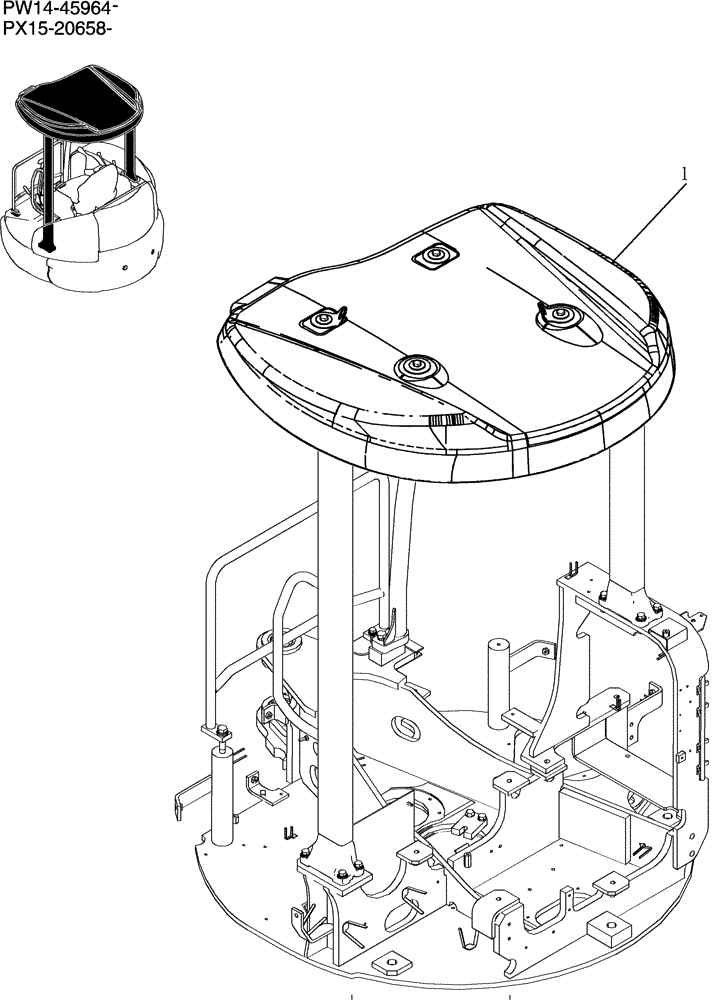 Схема запчастей Case CX36B - (202-29[1]) - CANOPY INSTAL (05) - SUPERSTRUCTURE