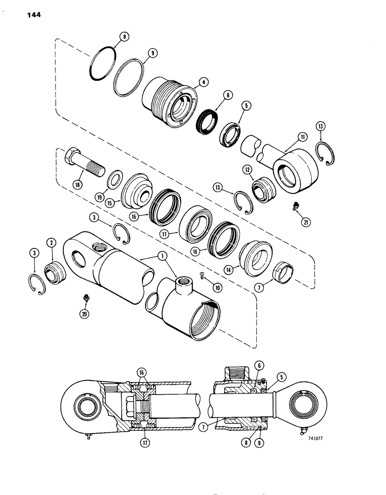 Схема запчастей Case W14 - (144) - G33873 STEERING CYLINDER, TUBE OR GLAND IS STAMPED WITH CYLINDER PART NUMBER (05) - STEERING