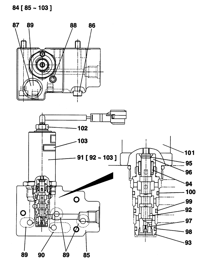 Схема запчастей Case CX350 - (08-163-12[01]) - HIGH PRESSURE HYDRAULIC PUMP - SOLENOID VALVE - WITH AUXILIARY HYDRAULICS (08) - HYDRAULICS